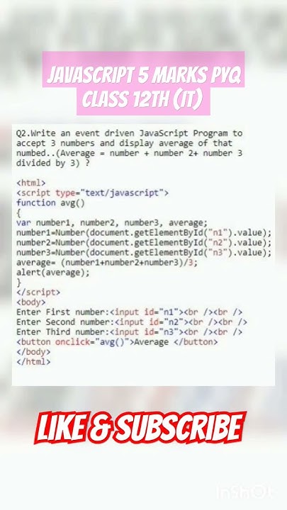 Javascript pyq class 12th Information technology #shorts #exam #viral # ...