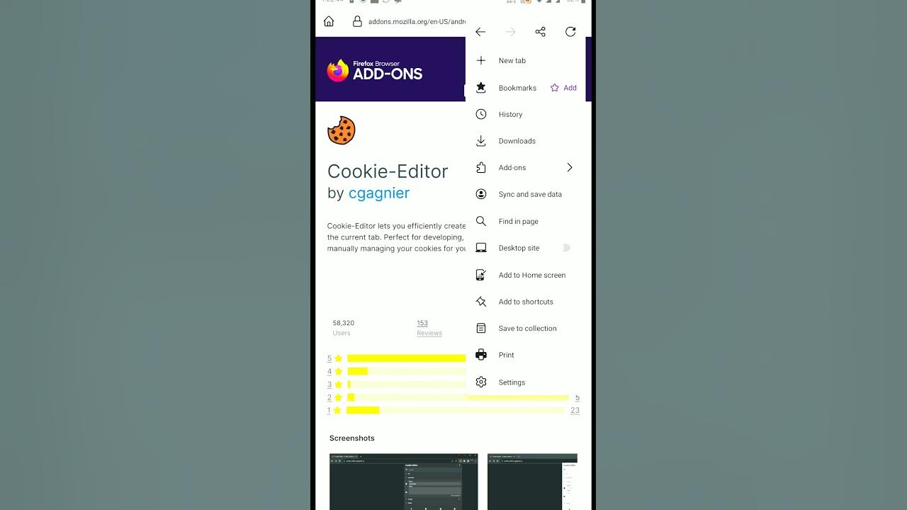 Mobile cookie editor extension add YouTube