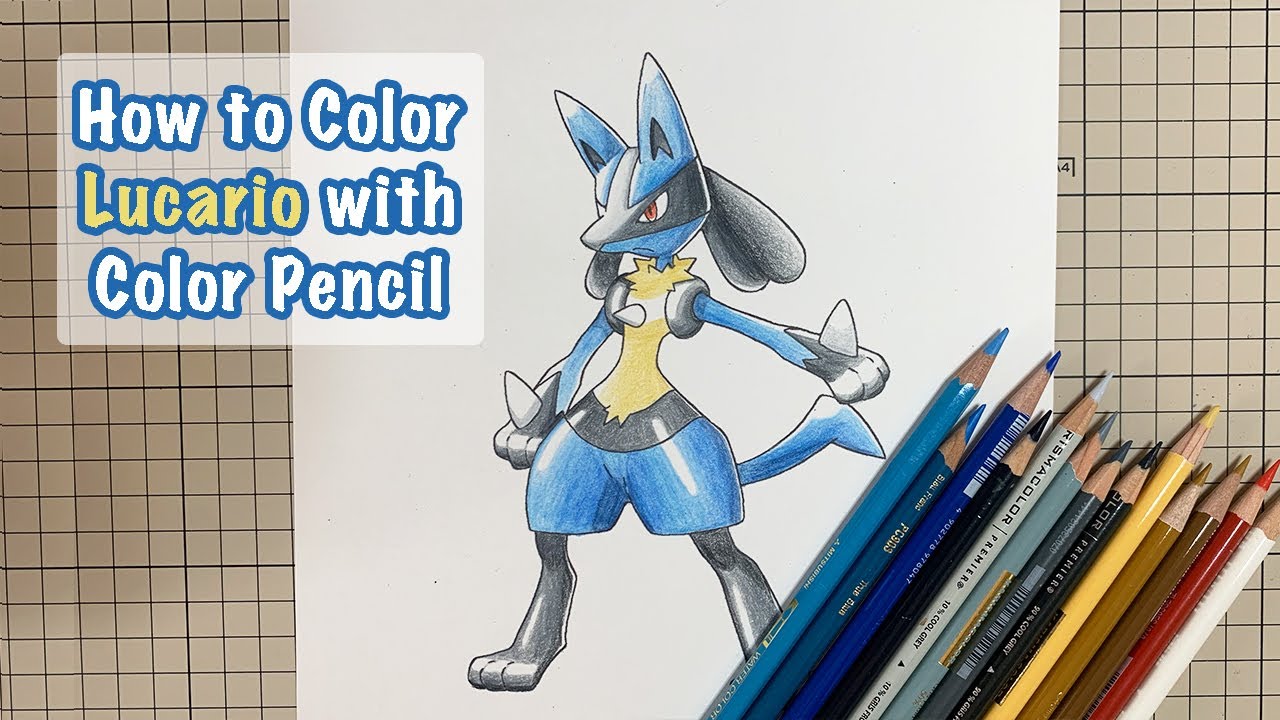Coloring Lucario Pokemon Coloring Book Page With Color Pencil ルカリオ塗り絵 Youtube