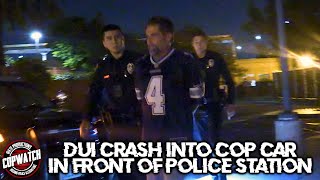 DUI Crash into Cop Car In Front of Police Station | Copwatch