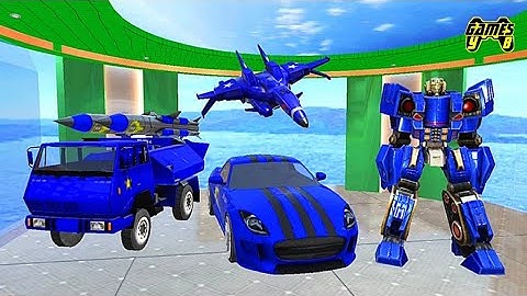 Missile Truck Airplane Robot Transform: Car Robot War - Blue Robot - Android Gameplay
