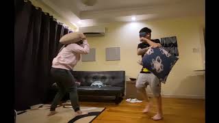 Blindfold pillow fight (Shane & Dane)