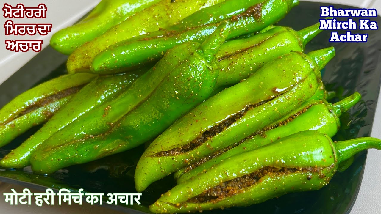 ਮੋਟੀ ਹਰੀ ਮਿਰਚ ਦਾ ਭਰਵਾਂ ਅਚਾਰ❤️मोटी हरी मिर्च का अचार Stuffed Green Chilli Pickle| Hari Mirch Ka Achar