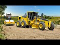 Grading a road with an rc motor grader in 116 scale