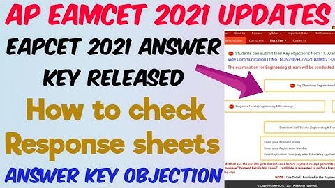 AP EAMCET 2021 Official Key & Response sheets Released//How to check Response sheets//key Objection