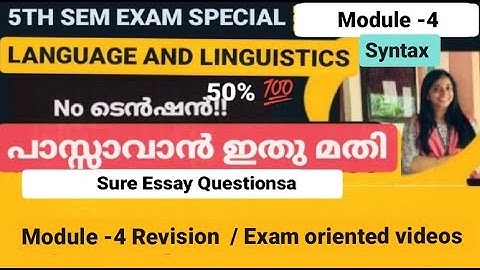 Language and linguistics module -4 syntax important questions and answers #calicutuniversity