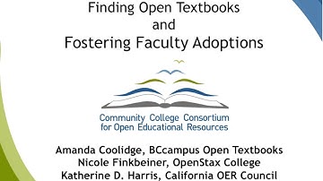 Finding Open Textbooks and Fostering Faculty Adoptions
