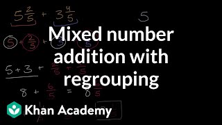 Mixed number addition with regrouping