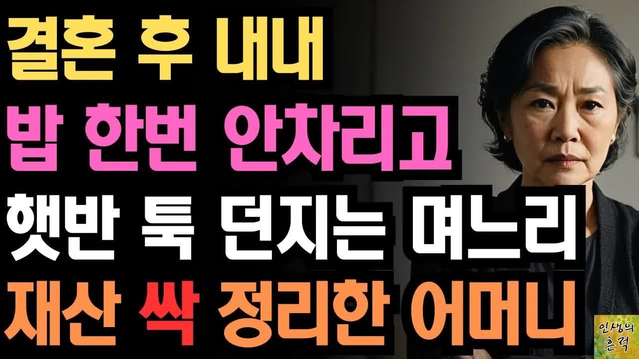 결혼 후 내내 밥 한번 안차리고 햇반 툭 던지는 며느리 재산 싹 정리해 복수한 어느 어머니