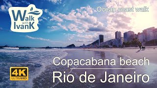 4K Copacabana Beach Walk. Rio De Janeiro, Brazil