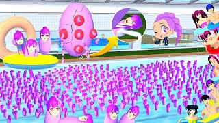 RUMI GIVES BIRTH TO 1,000 BABIES IN THE POOL 😍💜 SAKURA School Simulator