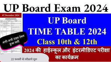 up board time table 2024 kaise download kare | up board exam date sheet 2024 | Class 10 &12 | Upmsp