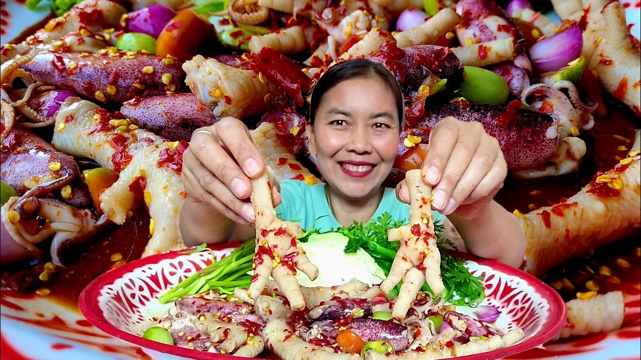 ตำตรีนไก่ใส่หมึกกะตอย บอกเลยว่าแซ่บนัวมากจ้า 11-02-69