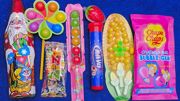 ASMR Most Popular Candys / some lots of colorful rainbow lollipop candy / unpacking chocolate eat