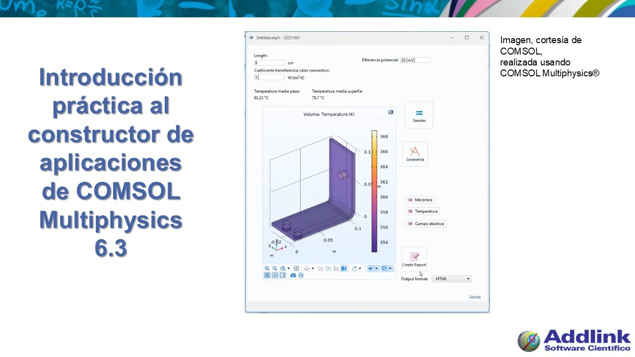 Introducción práctica al constructor de aplicaciones de COMSOL Multiphysics (6.3)