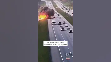 Explosion on Ohio Freeway After Dump Truck Collision #shorts