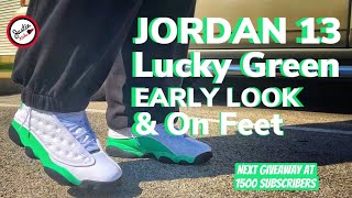 jordan 13 lucky green on feet