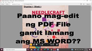 Paano mag edit ng PDF file gamit lamang ang MS Word???