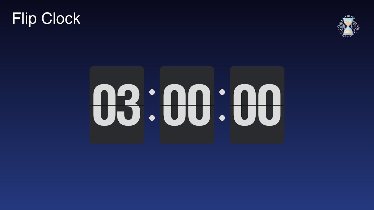 3 Hour Timer ⏱️ Midnight Blue Flip Clock | Half workday Timer ...