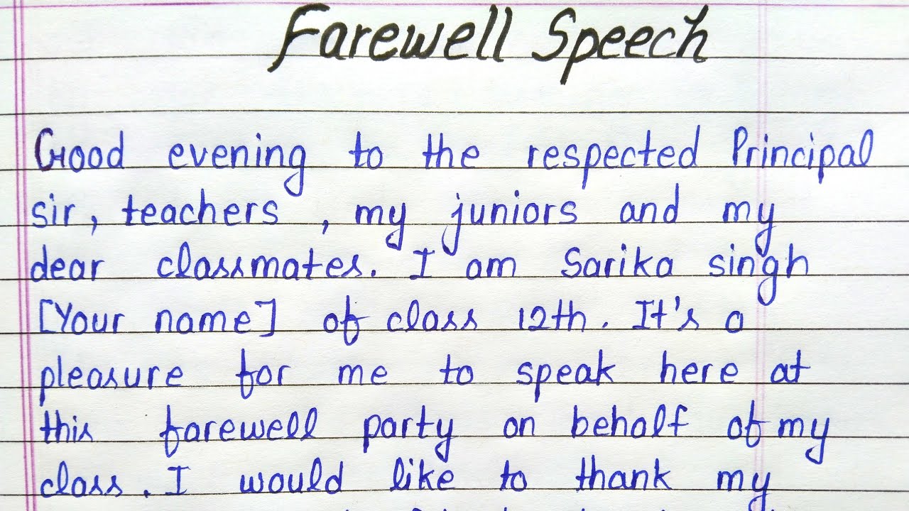 best farewell speech for class 10