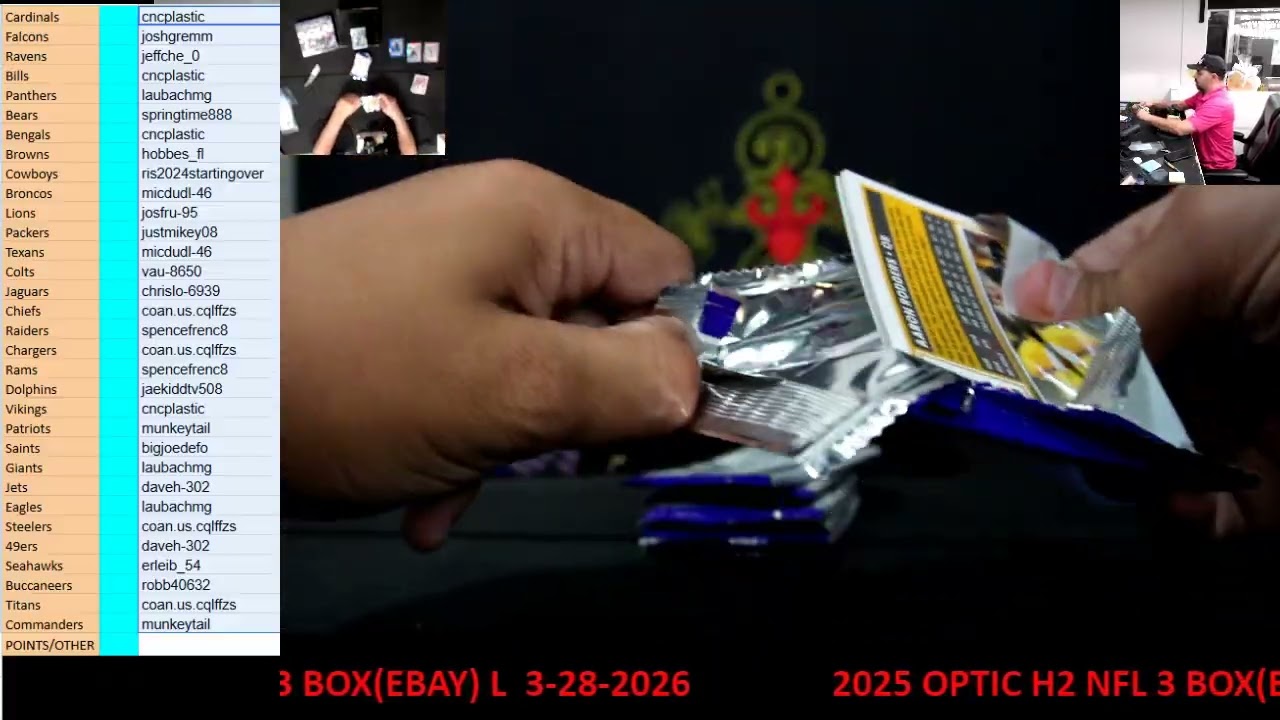 CAJUNBREAKER 2025 OPTIC H2 NFL 3 BOX(EBAY) L  3-28-2026