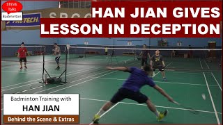 Han Jian gives lesson in deception during a 2v1 session - Badminton Training with Han Jian 20221231