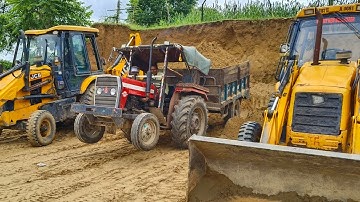 2 Jcb 3dx Eco Excellence Backhoe Going to Loading Mud In Massey 1035&241 Tractor with Trolley | game