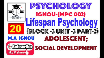 #IGNOU MPC 002|#M. A|#Lifespan Psychology|#Adolescent;Social Development|#Block 3|#Unit 3|#Part 2