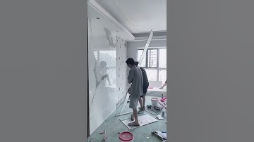 Thi công phòng khách đẹp với Ốp tường vân đá và lam sóng vân gỗ #optuong #lamsong