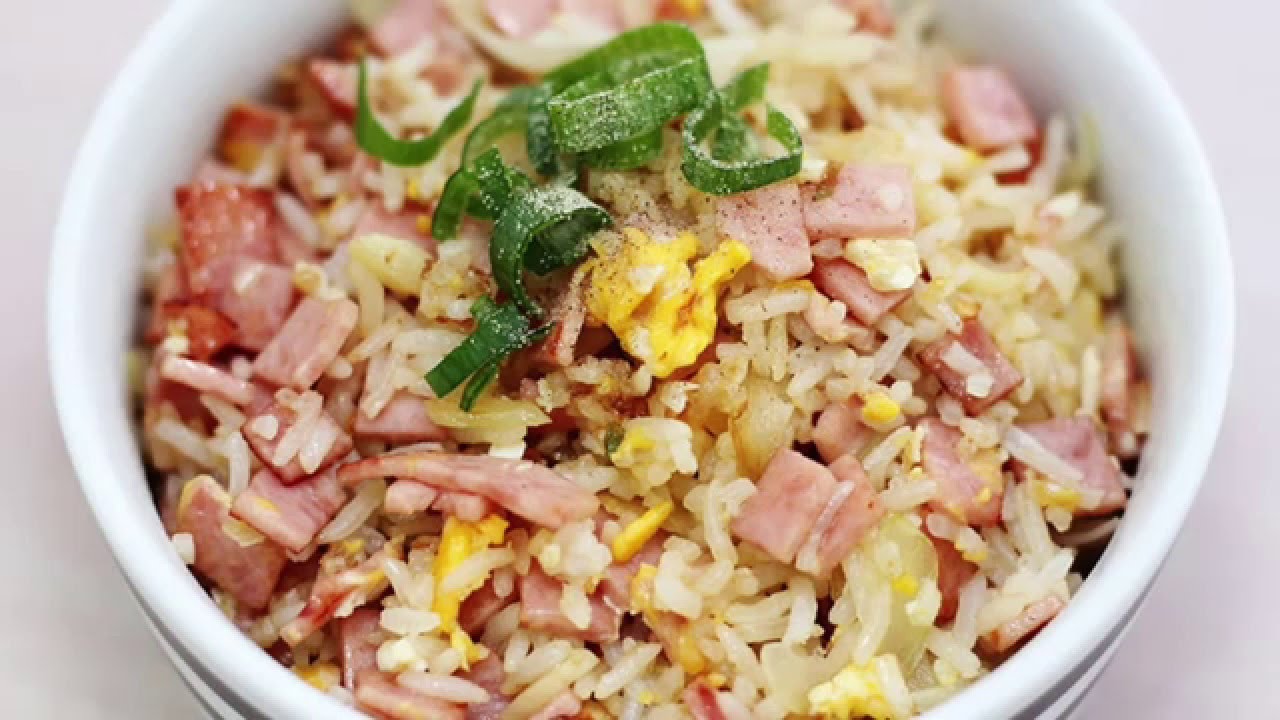 ข้าวผัดแฮม : Ham Fried Rice Recipe - Youtube