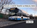 Pohled z kabiny řidiče autobusu MHD, linka 310 Jirkov aut.nádr - Globus (ranní špička)