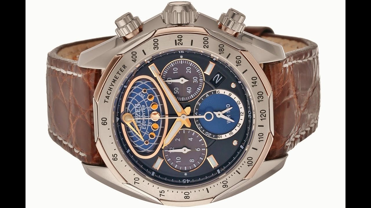 Citizen Signature Eco-Drive Moonphase Flyback Chronograph GMT Men's ...
