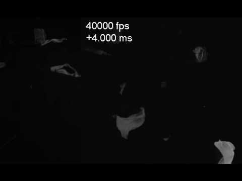 High speed video of 3 balloons bursting at 40,000 fps