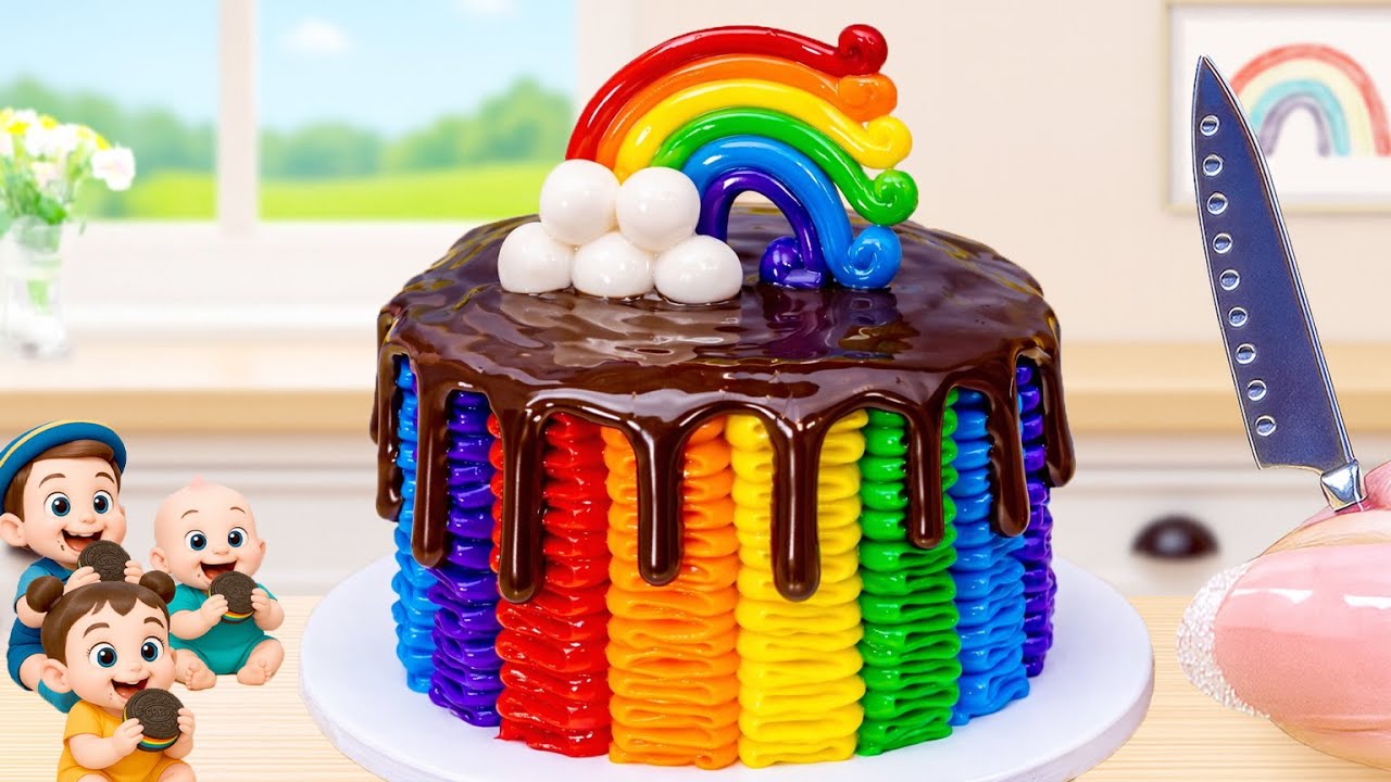 Mini Rainbow Chocolate Cake 🌈🍫 Satisfying Chocolate Drip ASMR - YouTube