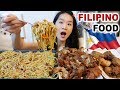FILIPINO FOOD FEAST!! Crispy Pata, Adobo, Pancit Canton Fried Noodles | Mukbang w/ Eating Sounds