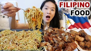 FILIPINO FOOD FEAST!! Crispy Pata, Adobo, Pancit Canton Fried Noodles | Mukbang w/ Eating Sounds