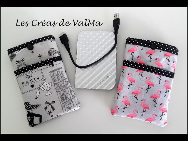 Étui - pochette range disque dur avec le câble - Tuto couture ValMa Créas 