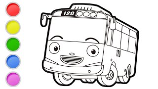 Menggambar Dan Mewarnai Bus Tayo | Tayo The Little Bus Drawing Coloring