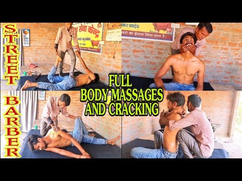 Indian Barber,Best All Bone Alignment And Good Massage With Wooden Tools And Smoky oil Satisfing😴