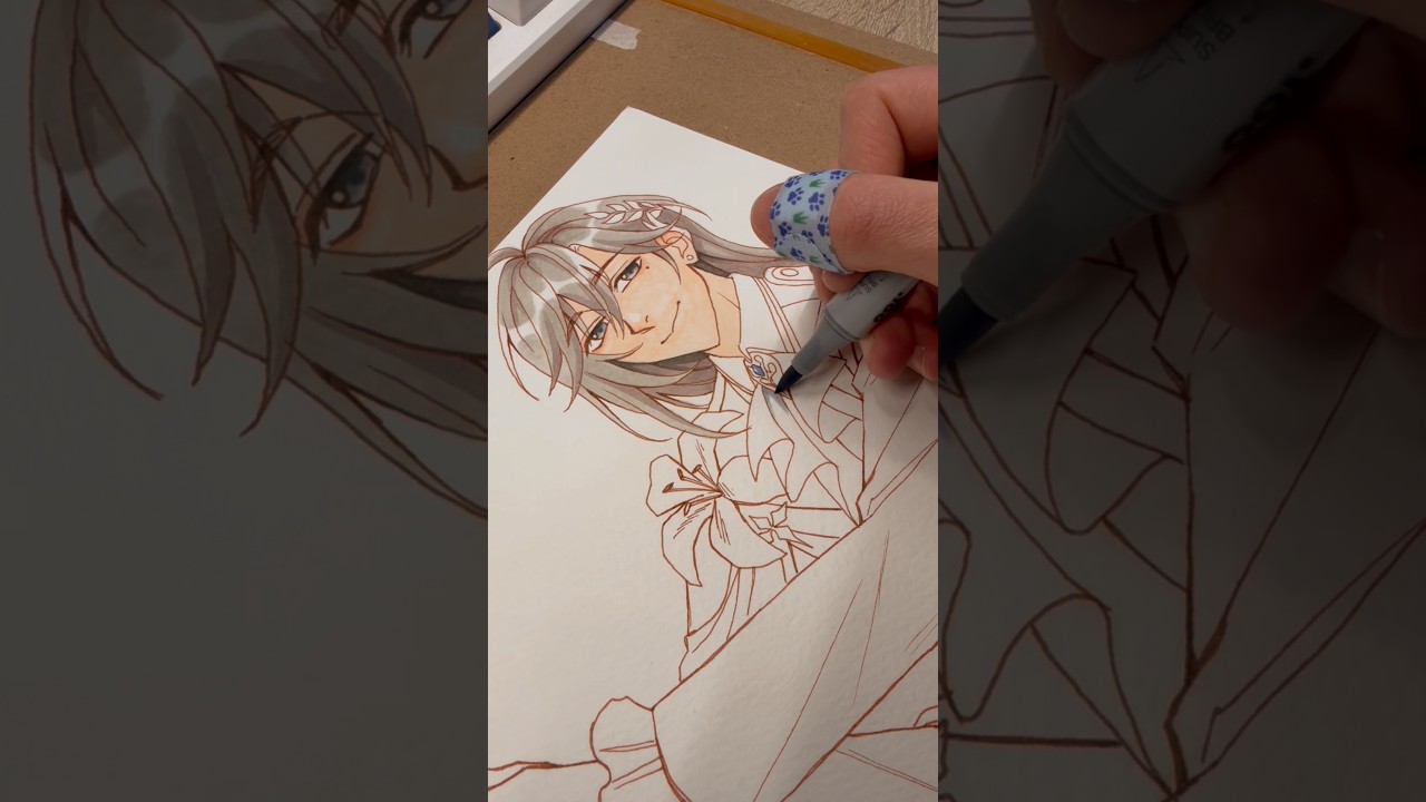 Commission of vtuber Kanae! #artprocessvideo #traditionalart #lineart #copicmarkers