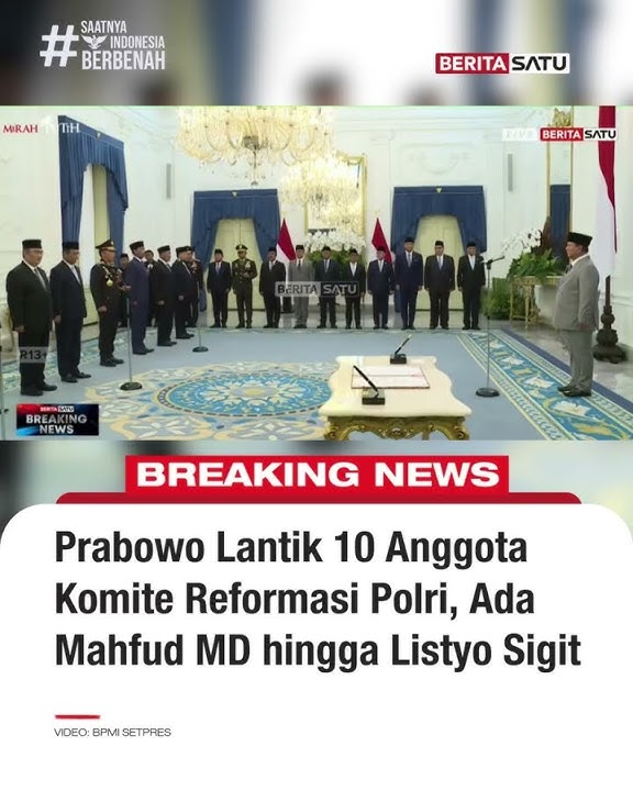 Prabowo Lantik 10 Anggota Komite Reformasi Polri. Ada Mahfud MD Hingga Listyo Sigit #beritasatu