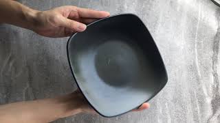 Piring Keramik Square Salad Plate 8.5 Inch Elegant Black