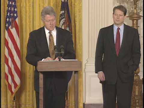 President Clinton Following Meeting w/ Entertainment & Media Execs (1996)
