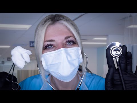 ASMR Medical Exam - Emergency Room Doctor - Otoscope, Light, Gloves, Crinkles, Writing, Realistic