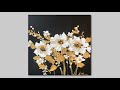 White and Gold Abstract Acrylic Flowers/ Palette Knife Tutorial