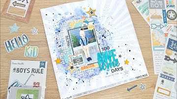 100 Awesome Days | 12x12 Scrapbook Layout | Cocoa Vanilla Studio Design Team