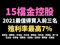 『殖利率最高7%』／台灣15檔金控股大PK／公開2021年最值得買入前三名／避開金融存股地雷／20210618