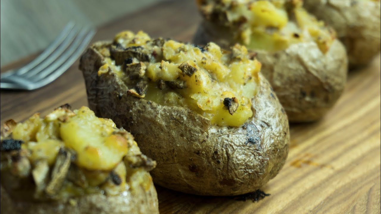 Loaded Baked Potatoes with Mushroom and Cheddar Recipe YouTube