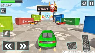 Muscle Car Stunts Green Cadillac v8 Driving Impossible Car Tracks Simulator Mega Ramp Android Games screenshot 1
