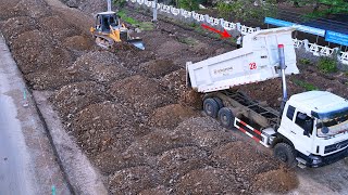 Nice Action Of Cluttering 3rd Floor Excellent Skill Bulldozer Shantui SD16 Operator With New Truck